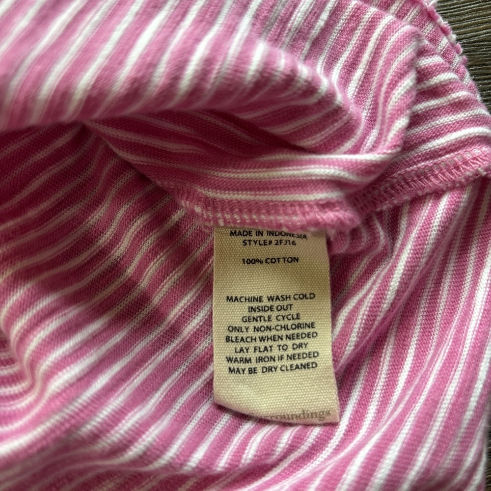 Soft Surroundings M Cotton Tunic Pink White Stripe Stretch Short Sleeve - Picture 7 of 10